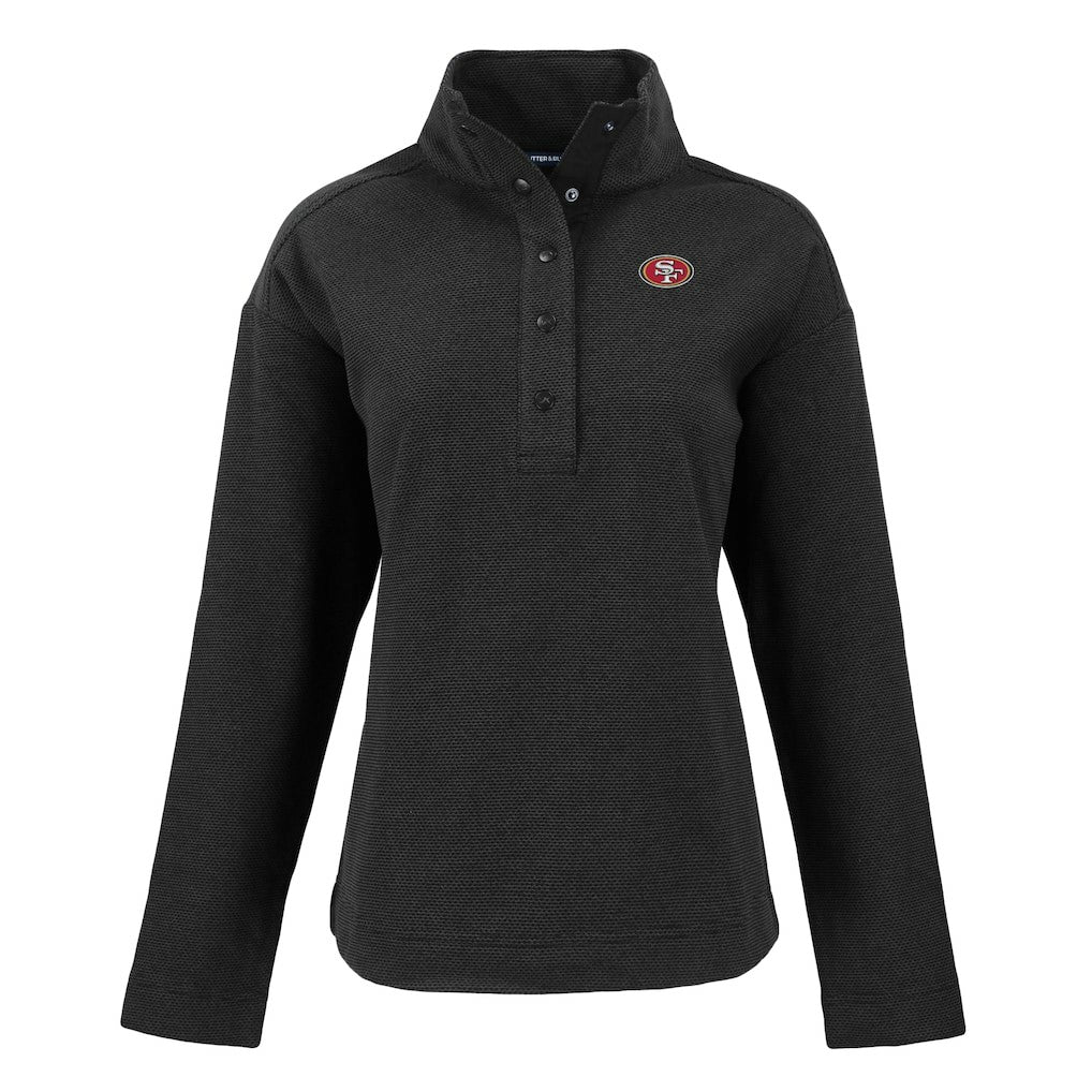 San Francisco 49ers Cutter & Buck Women's Hunts Point Eco Half-Snap Sweatshirt - Black - NFL