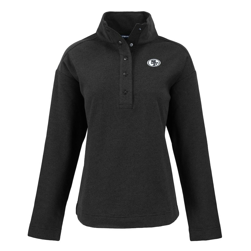 San Francisco 49ers Cutter & Buck Women's Hunts Point Eco Half-Snap Sweatshirt - Black - NFL