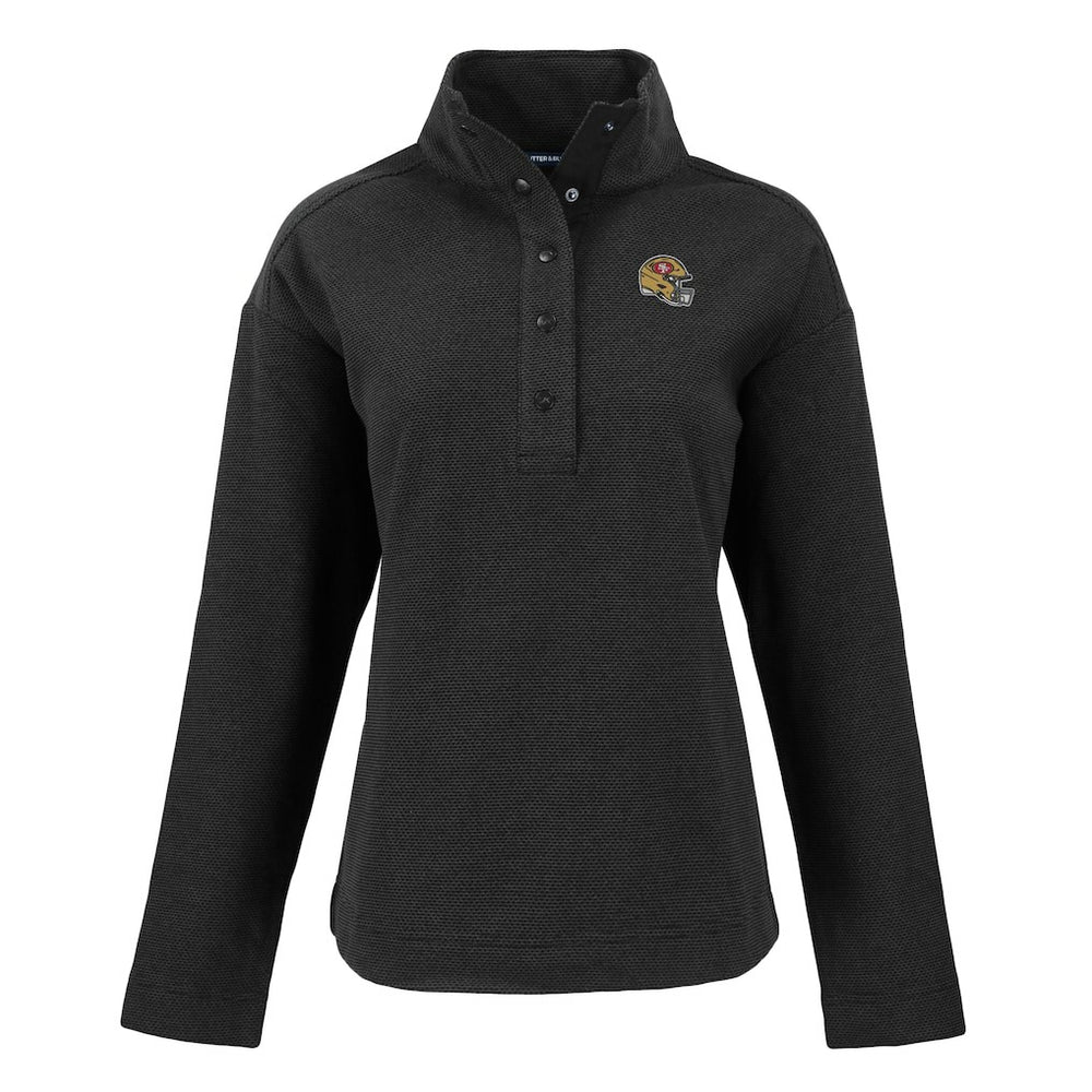 San Francisco 49ers Cutter & Buck Women's Hunts Point Eco Half-Snap Sweatshirt - Black - NFL