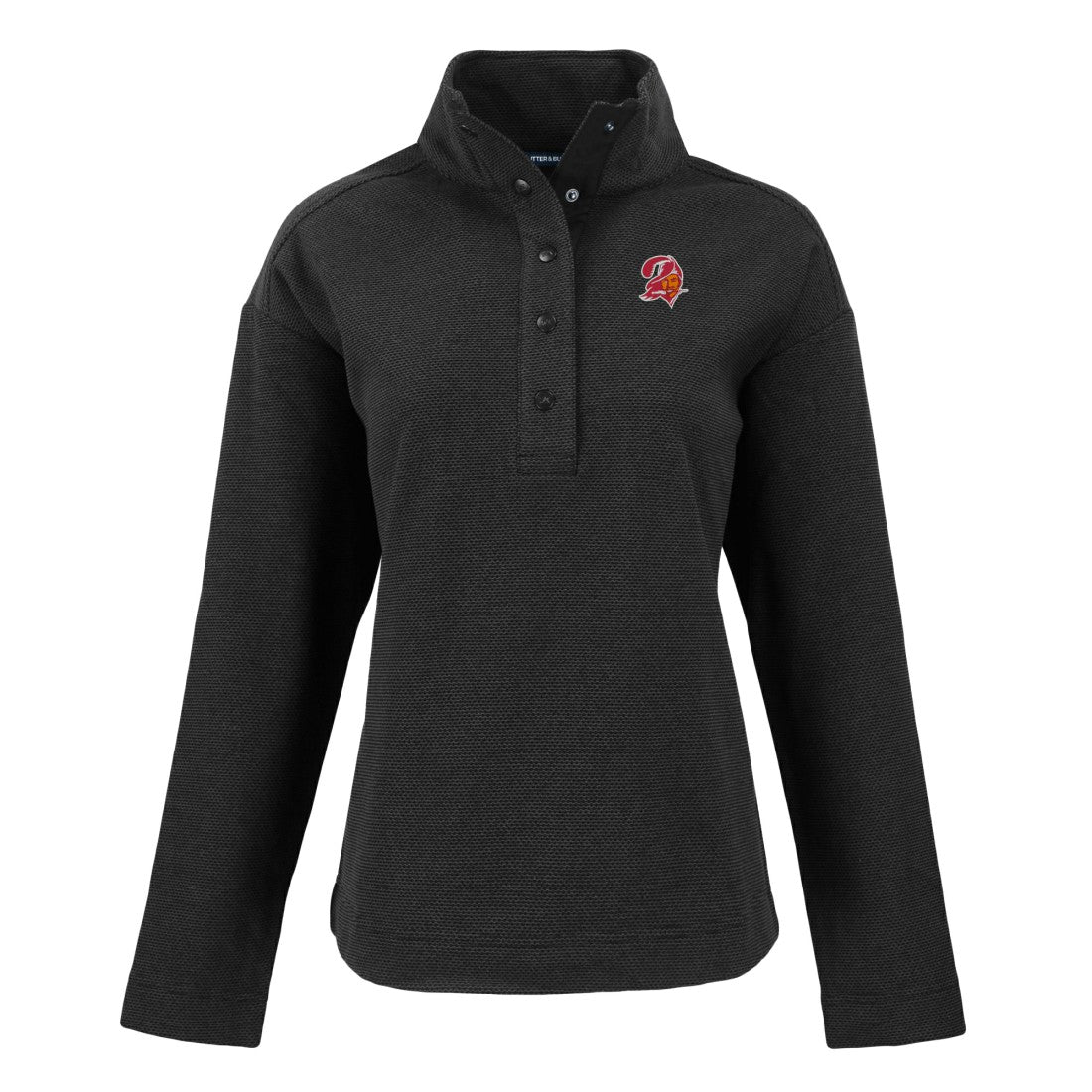 Tampa Bay Buccaneers Cutter & Buck Women's Hunts Point Eco Half-Snap Sweatshirt - Black - NFL