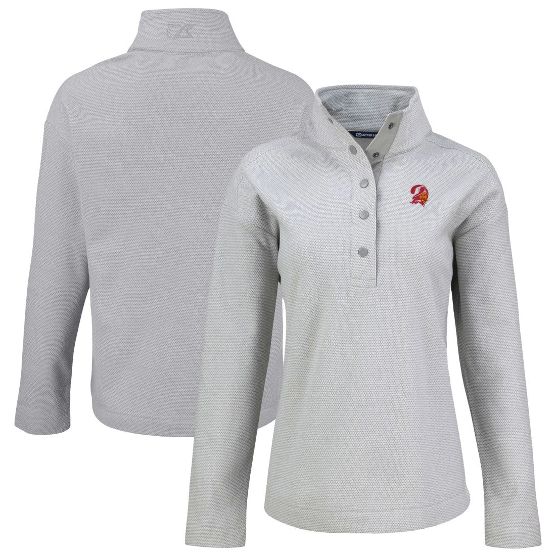 Tampa Bay Buccaneers Cutter & Buck Women's Hunts Point Eco Half-Snap Sweatshirt - Gray - NFL