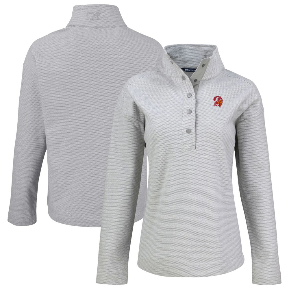 Tampa Bay Buccaneers Cutter & Buck Women's Hunts Point Eco Half-Snap Sweatshirt - Gray - NFL