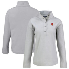Tampa Bay Buccaneers Cutter & Buck Women's Hunts Point Eco Half-Snap Sweatshirt - Gray - NFL