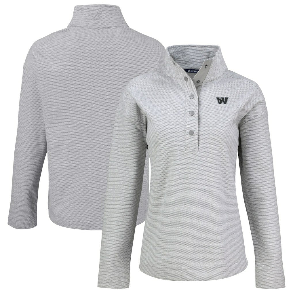 Washington Commanders Cutter & Buck Women's Hunts Point Eco Half-Snap Sweatshirt - Gray - NFL