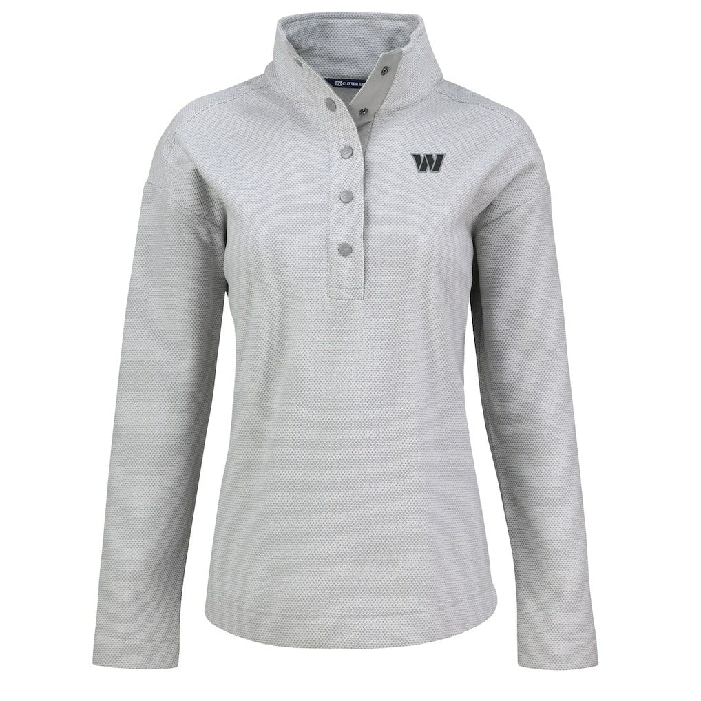 Washington Commanders Cutter & Buck Women's Hunts Point Eco Half-Snap Sweatshirt - Gray - NFL