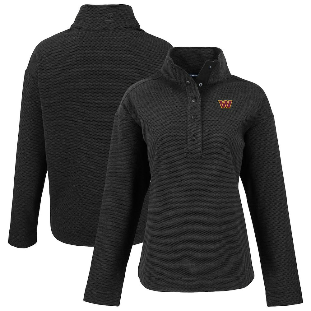 Washington Commanders Cutter & Buck Women's Hunts Point Eco Half-Snap Sweatshirt - Black - NFL