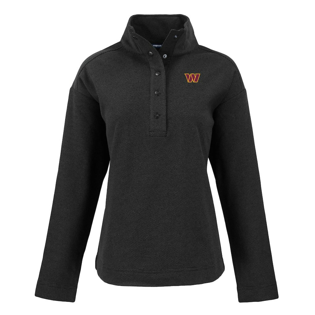 Washington Commanders Cutter & Buck Women's Hunts Point Eco Half-Snap Sweatshirt - Black - NFL