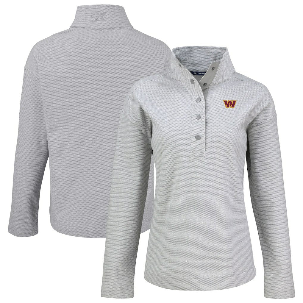 Washington Commanders Cutter & Buck Women's Hunts Point Eco Half-Snap Sweatshirt - Gray - NFL