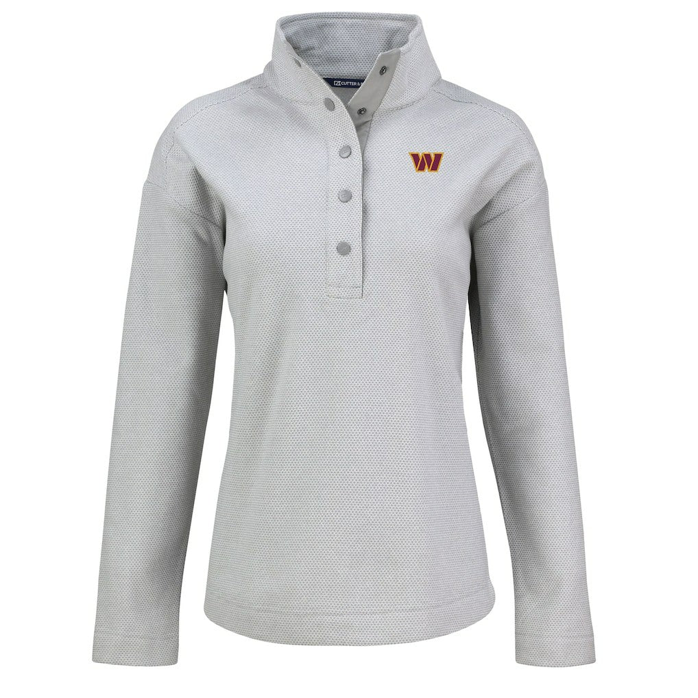 Washington Commanders Cutter & Buck Women's Hunts Point Eco Half-Snap Sweatshirt - Gray - NFL