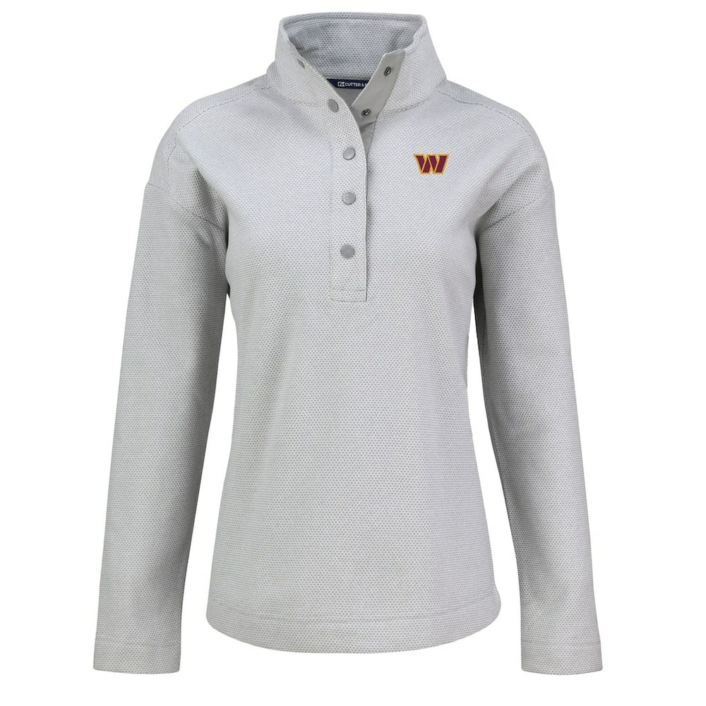 Washington Commanders Cutter & Buck Women's Hunts Point Eco Half-Snap Sweatshirt - Gray - NFL