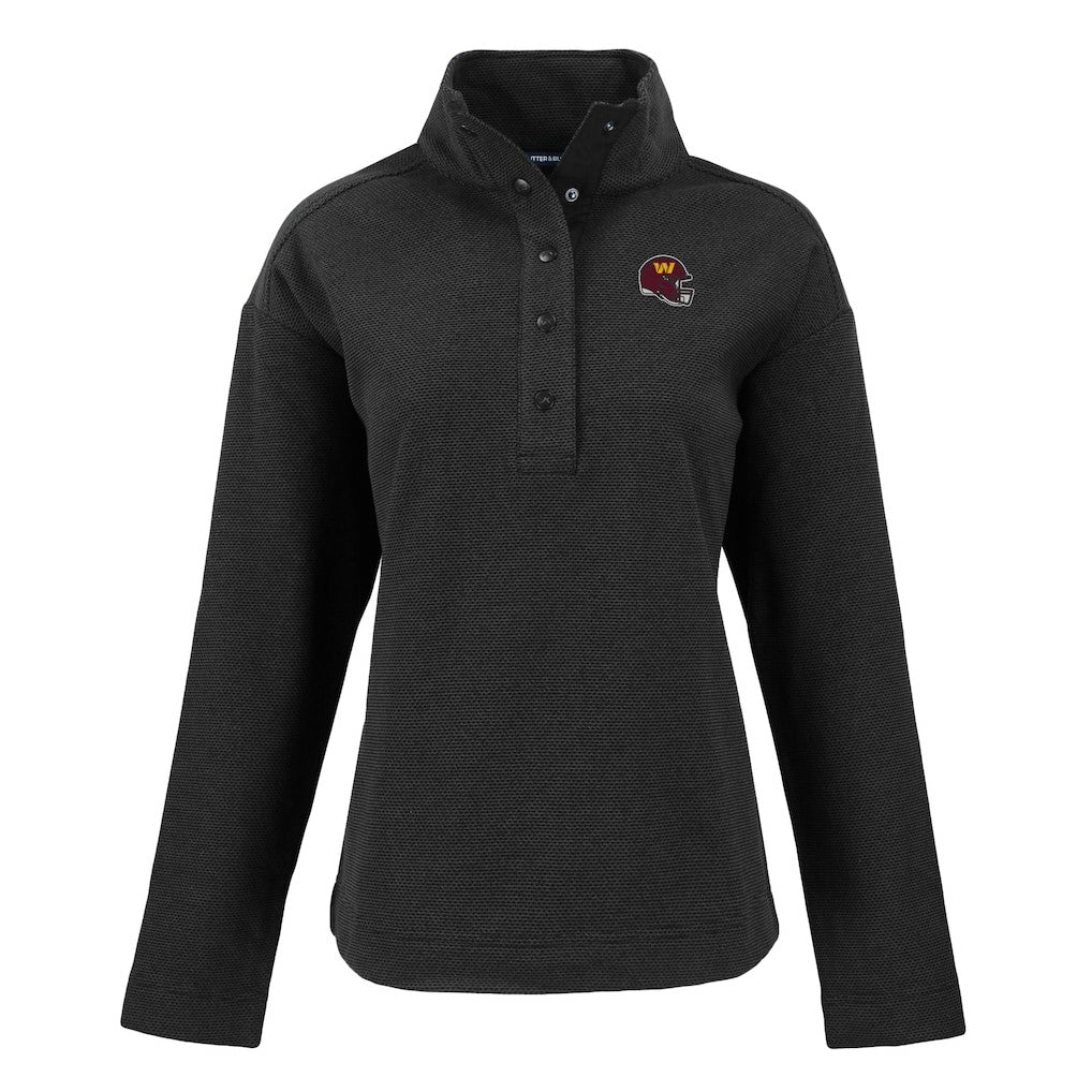 Washington Commanders Cutter & Buck Women's Hunts Point Eco Half-Snap Sweatshirt - Black - NFL
