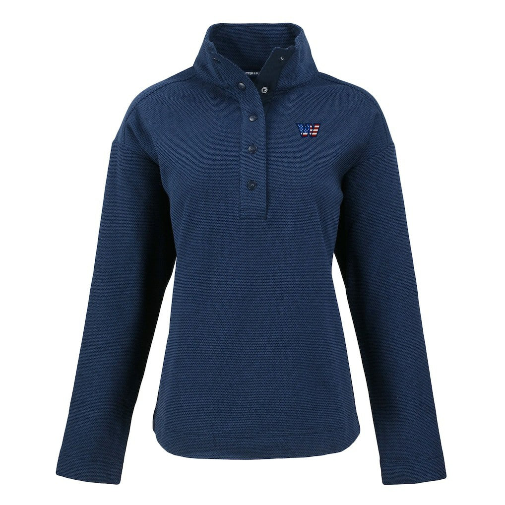 Washington Commanders Cutter & Buck Women's Hunts Point Eco Half-Snap Sweatshirt - Navy - NFL