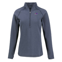 Buffalo Bills Cutter & Buck Women's Peshastin Eco Fleece Recycled Tri-Blend Raglan Half-Zip Jacket - Heather Navy - NFL