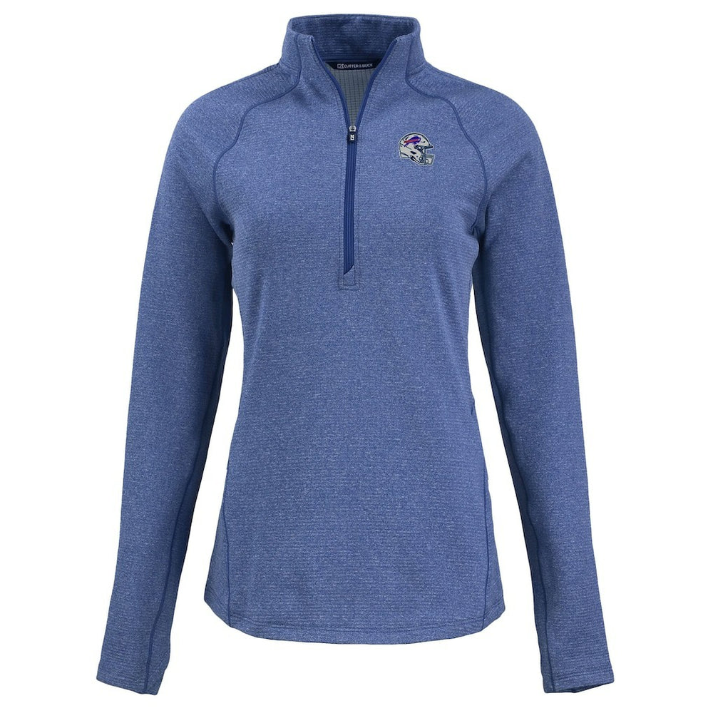 Buffalo Bills Cutter & Buck Women's Peshastin Eco Fleece Recycled Tri-Blend Raglan Half-Zip Jacket - Heather Royal - NFL