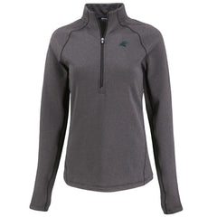 Carolina Panthers Cutter & Buck Women's Peshastin Eco Fleece Recycled Tri-Blend Raglan Half-Zip Jacket - Heather Black - NFL