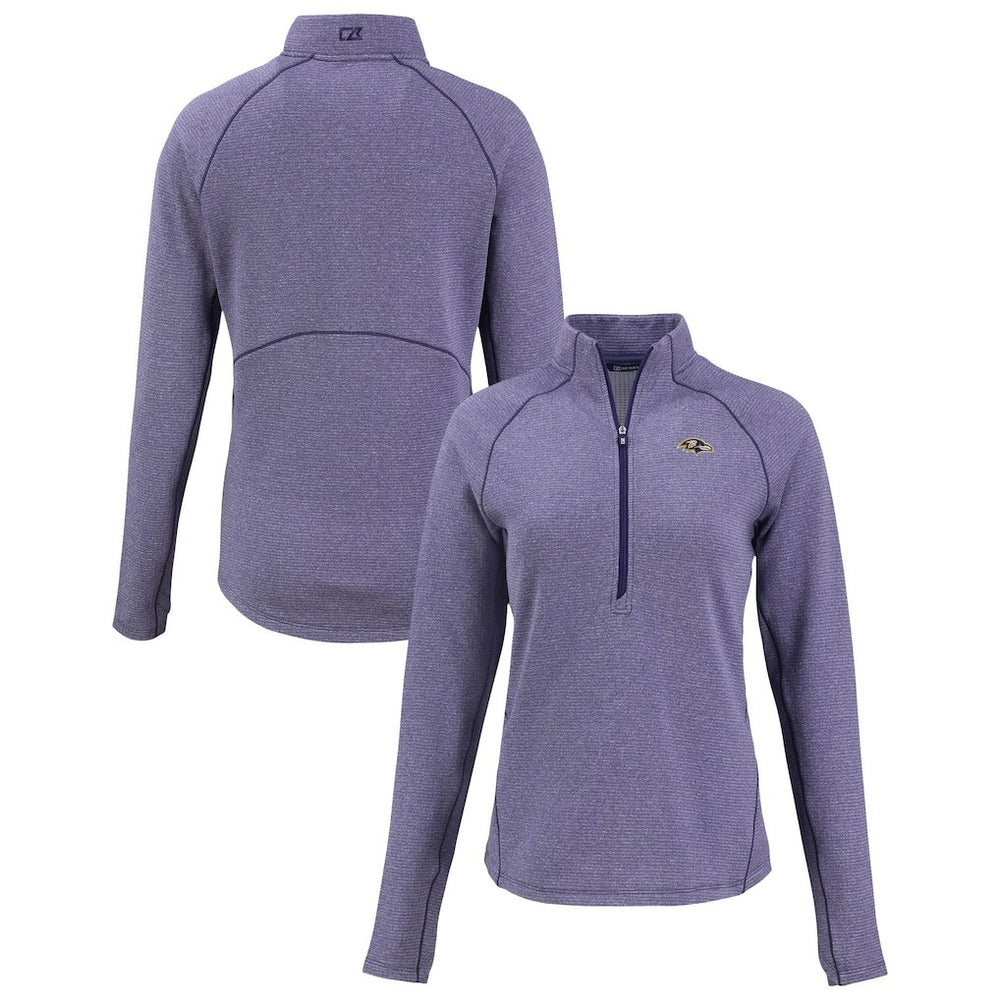 Baltimore Ravens Cutter & Buck Women's Peshastin Eco Fleece Recycled Tri-Blend Raglan Half-Zip Jacket - Heather Purple - NFL