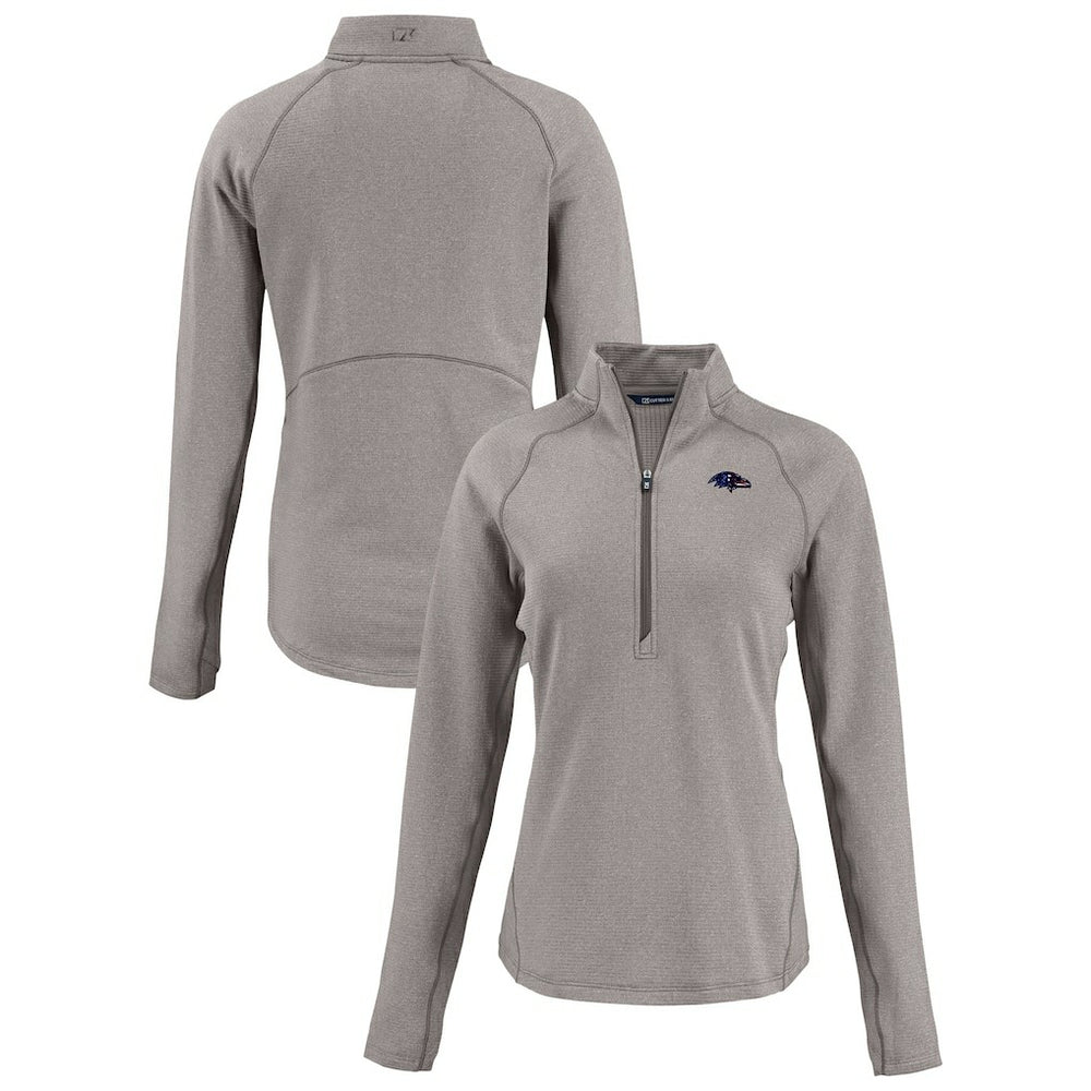 Baltimore Ravens Cutter & Buck Women's Americana Peshastin Eco Fleece Recycled Tri-Blend Raglan Half-Zip Jacket - Heather Gray - NFL