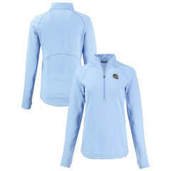 Carolina Panthers Cutter & Buck Women's Peshastin Eco Fleece Recycled Tri-Blend Raglan Half-Zip Jacket - Heather Light Blue - NFL