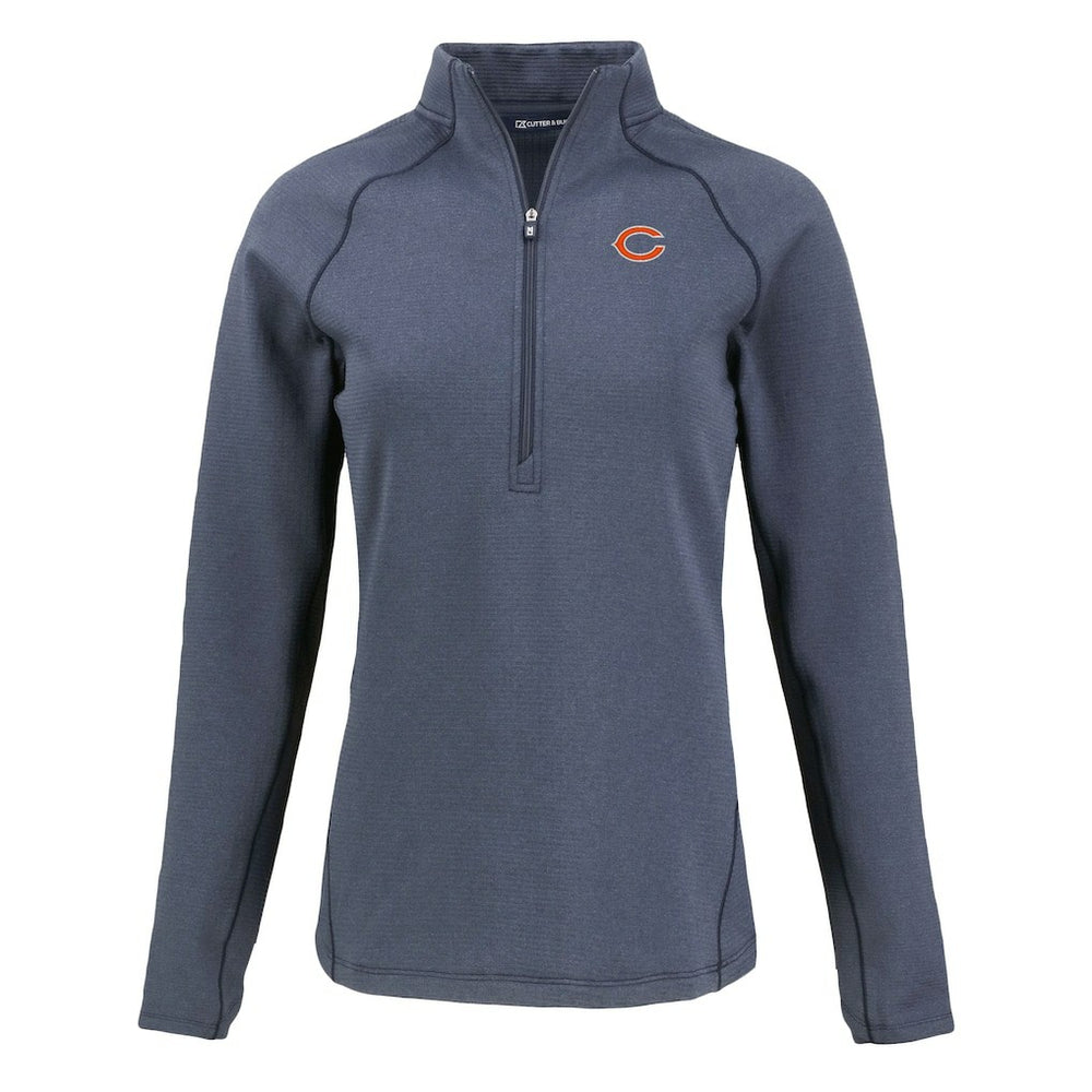 Chicago Bears Cutter & Buck Women's Peshastin Eco Fleece Recycled Tri-Blend Raglan Half-Zip Jacket - Heather Navy - NFL