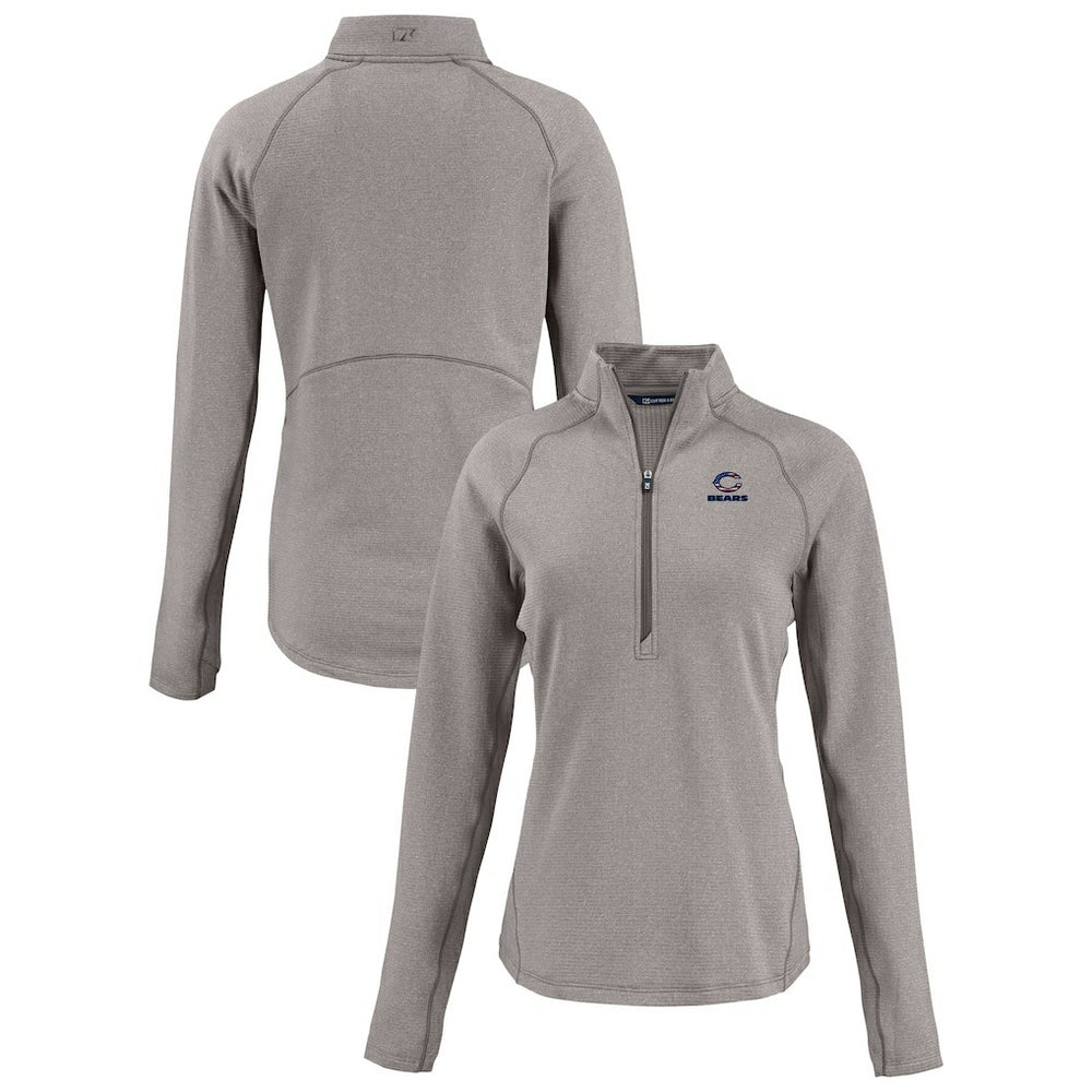 Chicago Bears Cutter & Buck Women's Americana Peshastin Eco Fleece Recycled Tri-Blend Raglan Half-Zip Jacket - Heather Gray - NFL