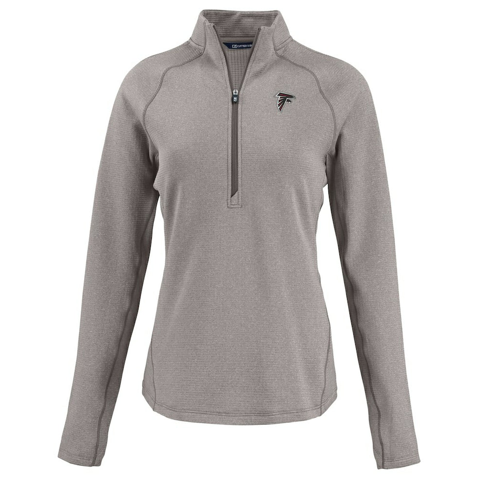 Atlanta Falcons Cutter & Buck Women's Peshastin Eco Fleece Recycled Tri-Blend Raglan Half-Zip Jacket - Heather Gray - NFL