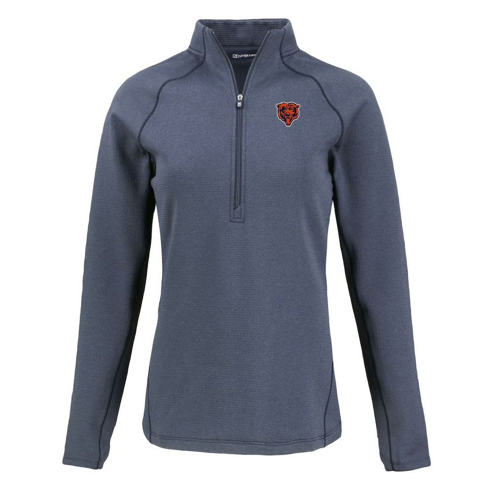 Chicago Bears Cutter & Buck Women's Peshastin Eco Fleece Recycled Tri-Blend Raglan Half-Zip Jacket - Heather Navy - NFL