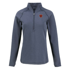 Chicago Bears Cutter & Buck Women's Peshastin Eco Fleece Recycled Tri-Blend Raglan Half-Zip Jacket - Heather Navy - NFL
