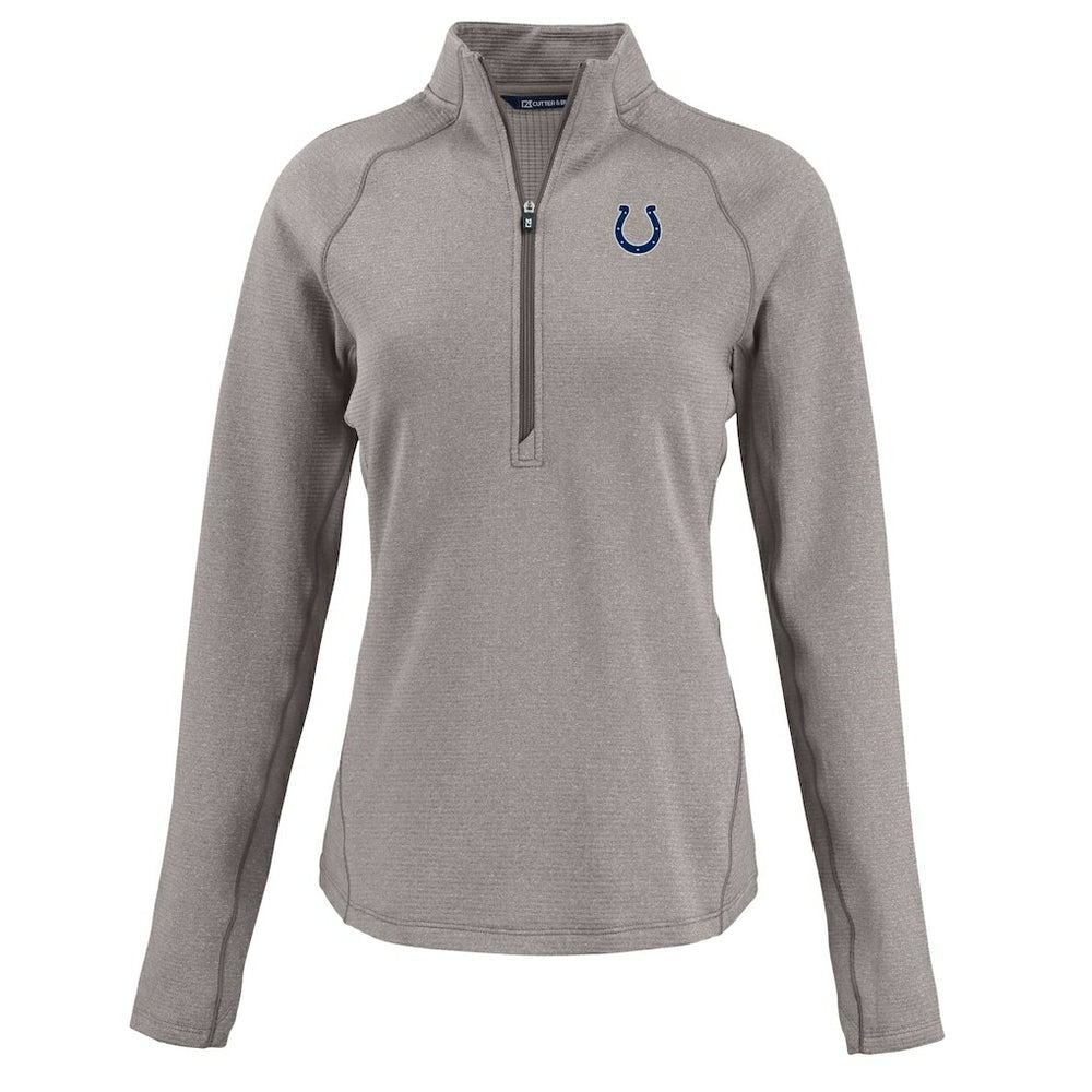 Indianapolis Colts Cutter & Buck Women's Peshastin Eco Fleece Recycled Tri-Blend Raglan Half-Zip Jacket - Heather Gray - NFL
