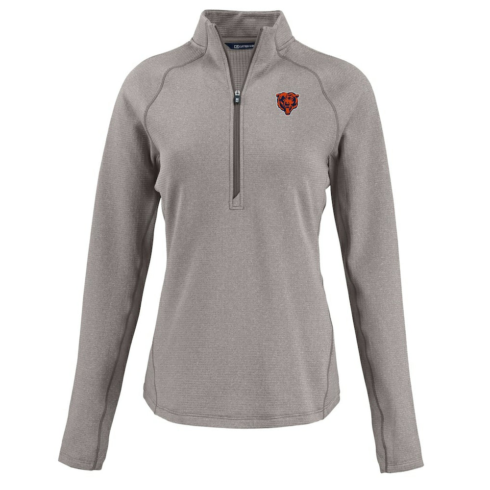 Chicago Bears Cutter & Buck Women's Peshastin Eco Fleece Recycled Tri-Blend Raglan Half-Zip Jacket - Heather Gray - NFL