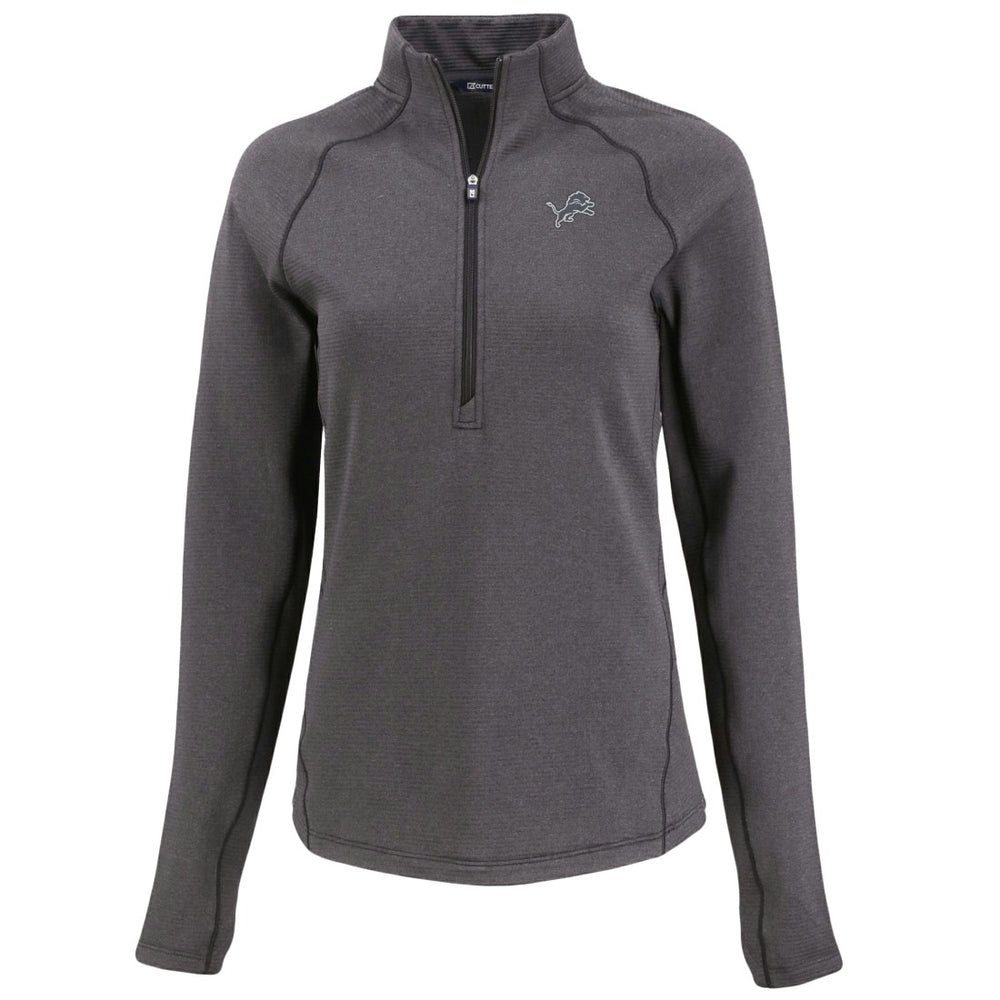 Detroit Lions Cutter & Buck Women's Peshastin Eco Fleece Recycled Tri-Blend Raglan Half-Zip Jacket - Heather Black - NFL