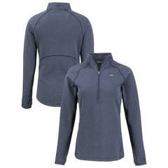 Denver Broncos Cutter & Buck Women's Peshastin Eco Fleece Recycled Tri-Blend Raglan Half-Zip Jacket - Heather Navy - NFL
