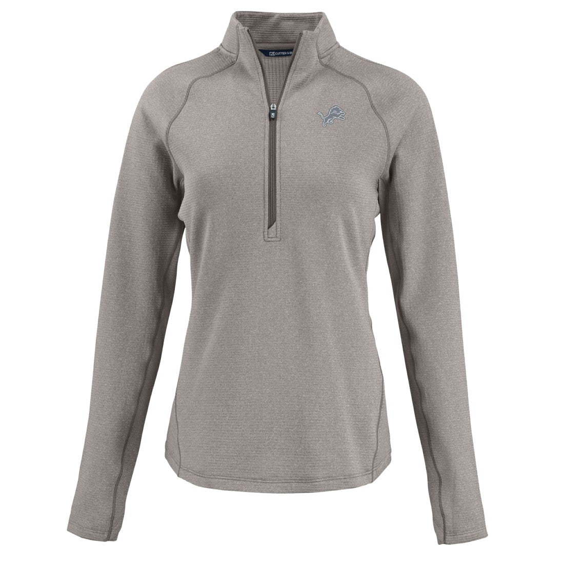 Detroit Lions Cutter & Buck Women's Peshastin Eco Fleece Recycled Tri-Blend Raglan Half-Zip Jacket - Heather Gray - NFL