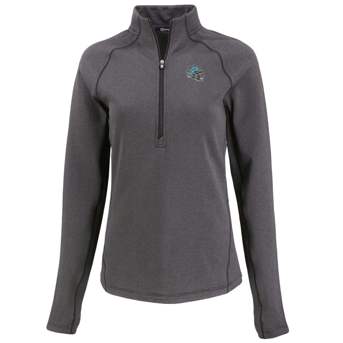 Detroit Lions Cutter & Buck Women's Peshastin Eco Fleece Recycled Tri-Blend Raglan Half-Zip Jacket - Heather Black - NFL