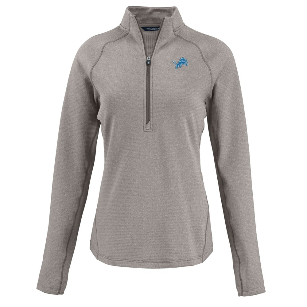 Detroit Lions Cutter & Buck Women's Peshastin Eco Fleece Recycled Tri-Blend Raglan Half-Zip Jacket - Heather Gray - NFL