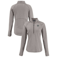 Las Vegas Raiders Cutter & Buck Women's Peshastin Eco Fleece Recycled Tri-Blend Raglan Half-Zip Jacket - Heather Gray - NFL