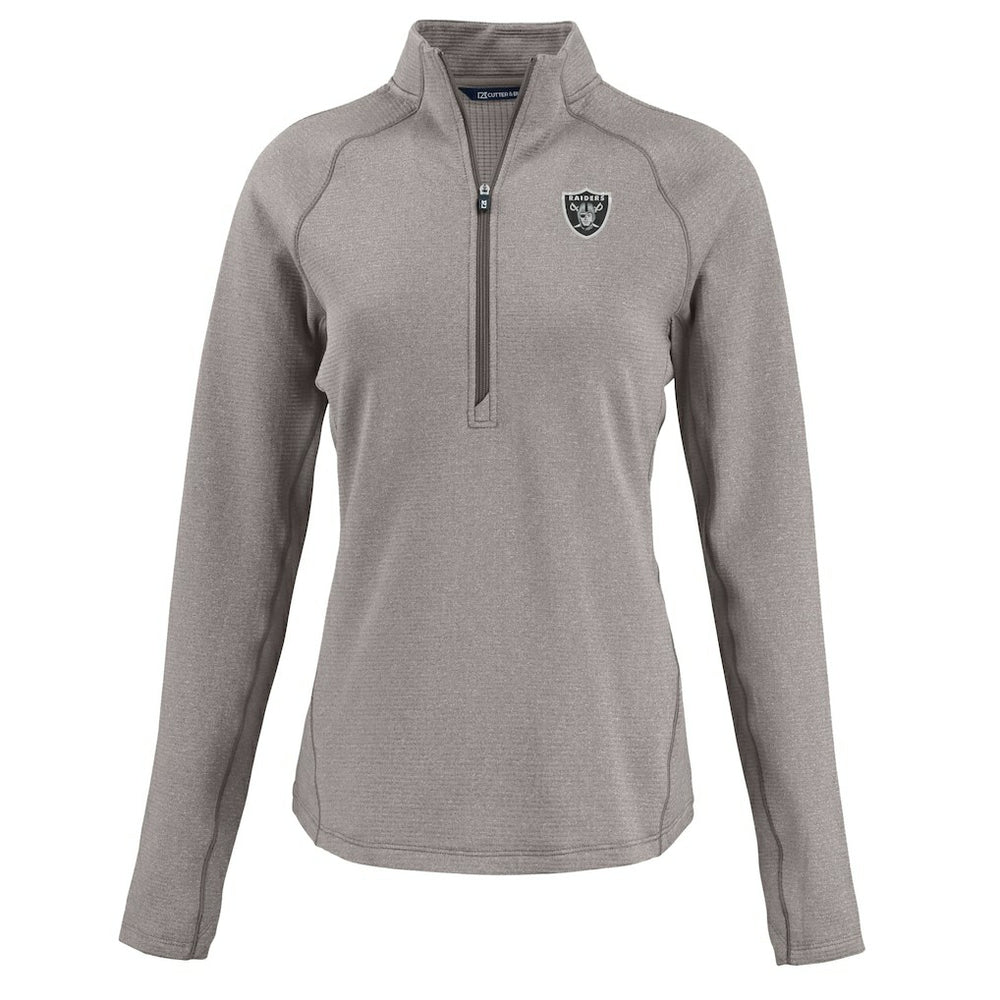 Las Vegas Raiders Cutter & Buck Women's Peshastin Eco Fleece Recycled Tri-Blend Raglan Half-Zip Jacket - Heather Gray - NFL