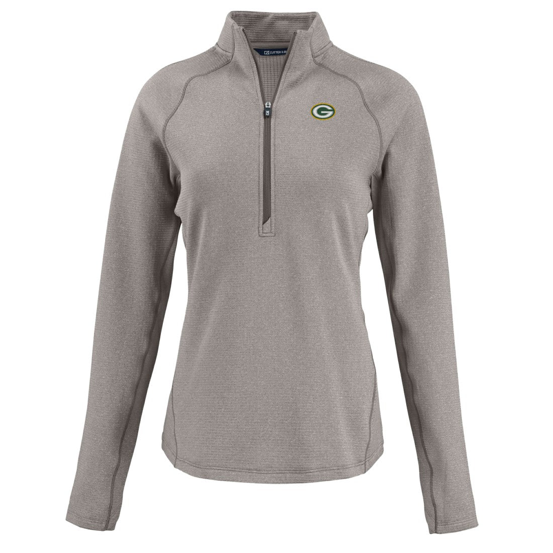 Green Bay Packers Cutter & Buck Women's Peshastin Eco Fleece Recycled Tri-Blend Raglan Half-Zip Jacket - Heather Gray - NFL