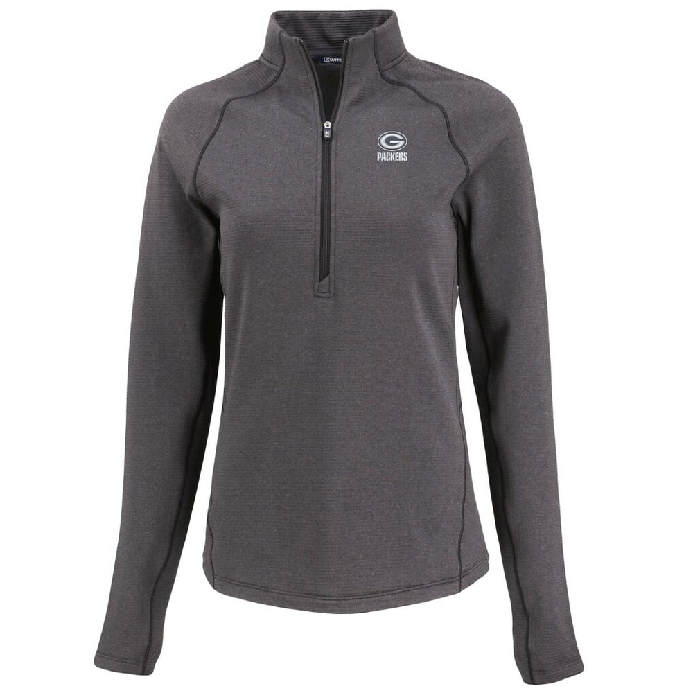 Green Bay Packers Cutter & Buck Women's Peshastin Eco Fleece Recycled Tri-Blend Raglan Half-Zip Jacket - Heather Black - NFL