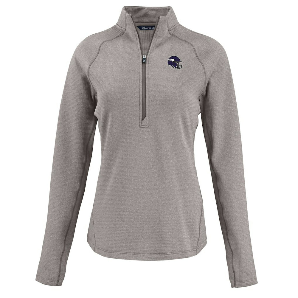 Minnesota Vikings Cutter & Buck Women's Peshastin Eco Fleece Recycled Tri-Blend Raglan Half-Zip Jacket - Heather Gray - NFL