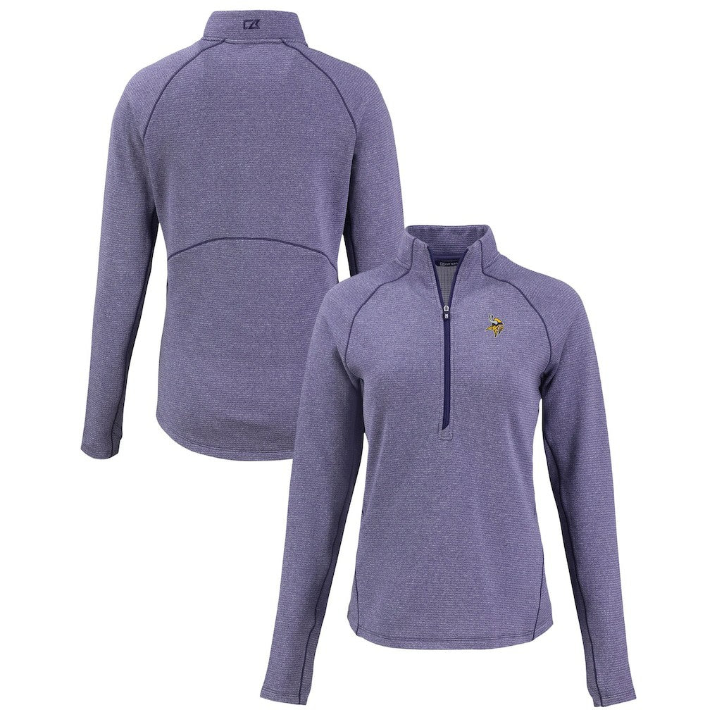 Minnesota Vikings Cutter & Buck Women's Peshastin Eco Fleece Recycled Tri-Blend Raglan Half-Zip Jacket - Heather Purple - NFL