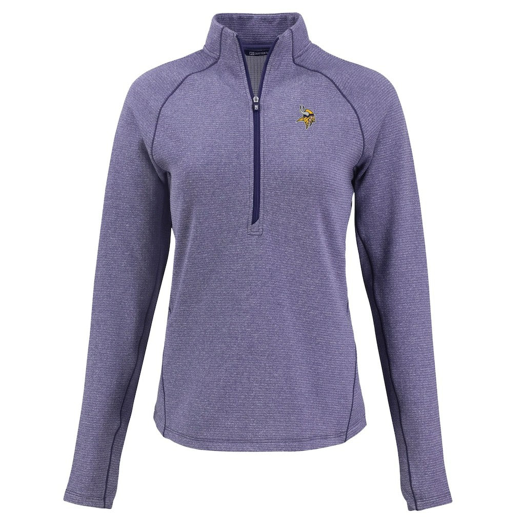 Minnesota Vikings Cutter & Buck Women's Peshastin Eco Fleece Recycled Tri-Blend Raglan Half-Zip Jacket - Heather Purple - NFL