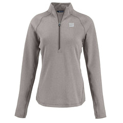 New York Giants Cutter & Buck Women's Peshastin Eco Fleece Recycled Tri-Blend Raglan Half-Zip Jacket - Heather Gray - NFL