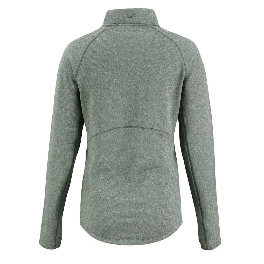 Philadelphia Eagles Cutter & Buck Women's Peshastin Eco Fleece Recycled Tri-Blend Raglan Half-Zip Jacket - Heather Kelly Green - NFL