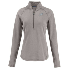 Philadelphia Eagles Cutter & Buck Women's Peshastin Eco Fleece Recycled Tri-Blend Raglan Half-Zip Jacket - Heather Gray - NFL