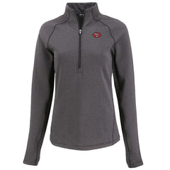 San Francisco 49ers Cutter & Buck Women's Peshastin Eco Fleece Recycled Tri-Blend Raglan Half-Zip Jacket - Heather Black - NFL