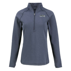 Seattle Seahawks Cutter & Buck Women's Peshastin Eco Fleece Recycled Tri-Blend Raglan Half-Zip Jacket - Heather Navy - NFL