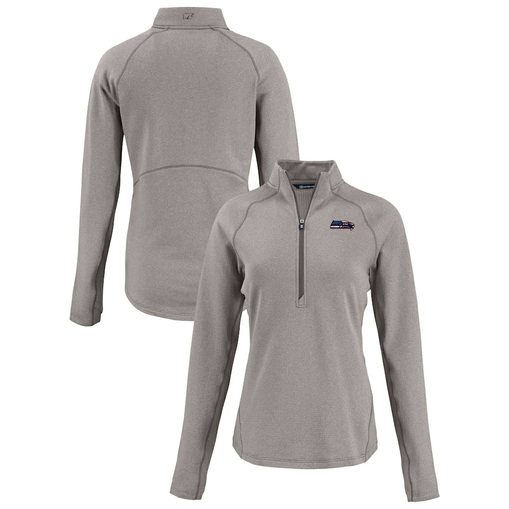 Seattle Seahawks Cutter & Buck Women's Americana Peshastin Eco Fleece Recycled Tri-Blend Raglan Half-Zip Jacket - Heather Gray - NFL