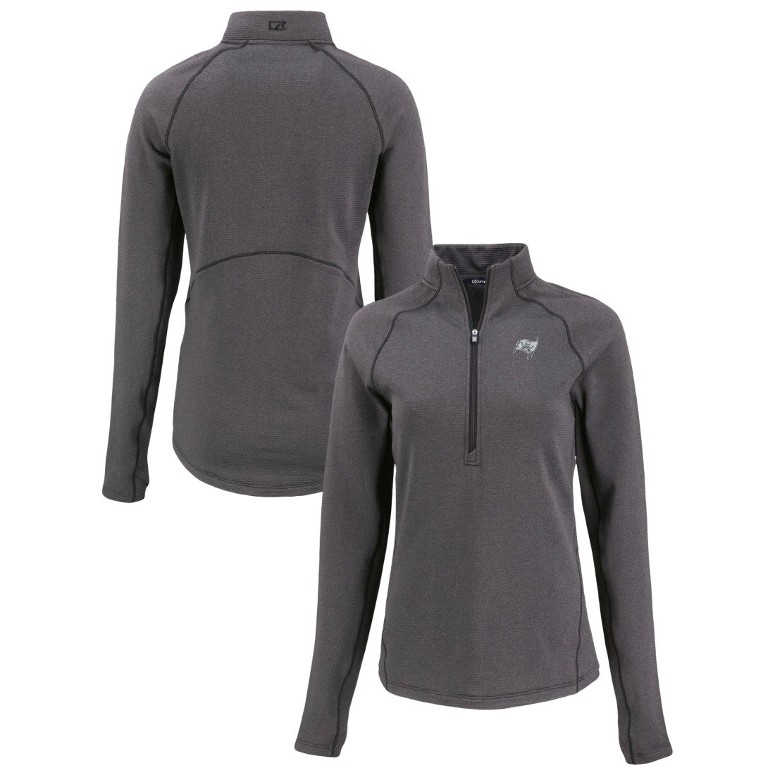 Tampa Bay Buccaneers Cutter & Buck Women's Peshastin Eco Fleece Recycled Tri-Blend Raglan Half-Zip Jacket - Heather Black - NFL
