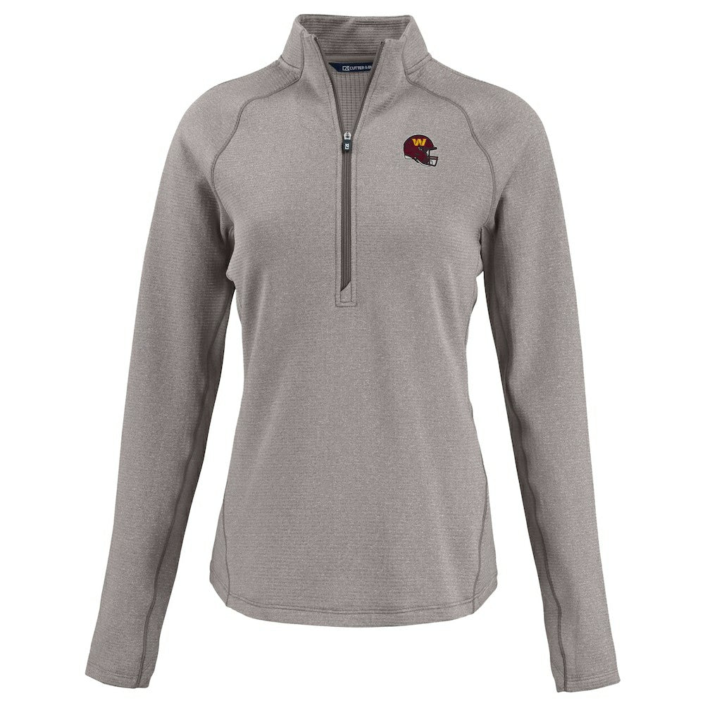 Washington Commanders Cutter & Buck Women's Peshastin Eco Fleece Recycled Tri-Blend Raglan Half-Zip Jacket - Heather Gray - NFL