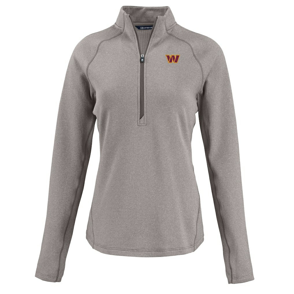 Washington Commanders Cutter & Buck Women's Peshastin Eco Fleece Recycled Tri-Blend Raglan Half-Zip Jacket - Heather Gray - NFL